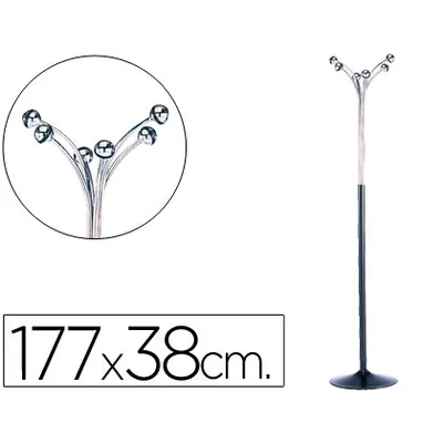 SIE Perchero Metalico Pie 6 Colgadores Color Negro/cromado 177X38 CM
