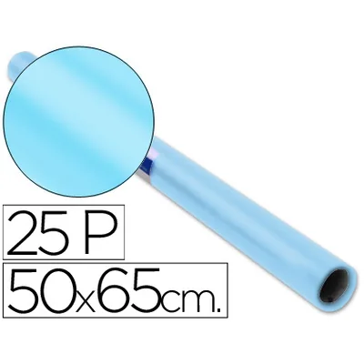 SADIPAL Papel Charol Celeste Rollo 25 Hojas de 50X65 CM