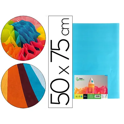LIDERPAPEL Papel Seda Liderpapel Celeste 52X76 CM 18 GR Paquete de 25 Hojas