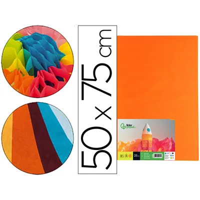 LIDERPAPEL Papel Seda Liderpapel Naranja 52X76 CM 18 GR Paquete de 25 Hojas