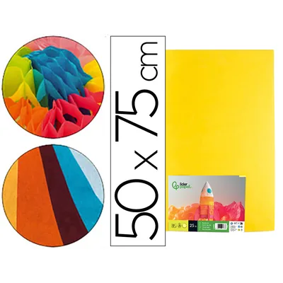 LIDERPAPEL Papel Seda Liderpapel Amarillo 52X76 CM 18 GR Paquete de 25 Hojas