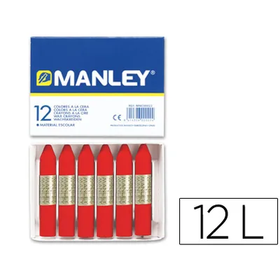 MANLEY Lapices Cera Manley Unicolor Rojo Escarlata n.9 Caja de 12 Unidades