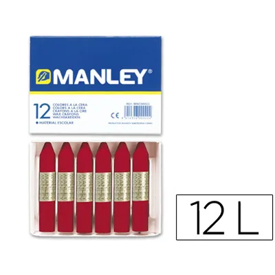 MANLEY Lapices Cera Manley Unicolor Carmin n.10 Caja de 12 Unidades