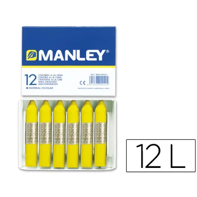 MANLEY Lapices Cera Manley Unicolor Amarillo Limon n.2 Caja de 12 Unidades