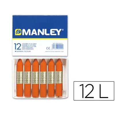 MANLEY Lapices Cera Manley Unicolor Naranja n.6 Caja de 12 Unidades