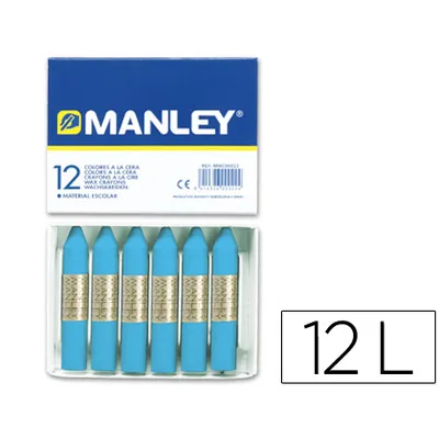 MANLEY Lapices Cera Manley Unicolor Azul Celeste n.17 Caja de 12 Unidades