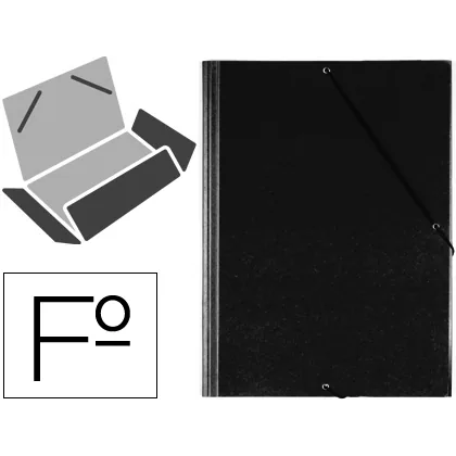 Carpeta Saro Gomas Tres Solapas Plastico Folio Color Negro
