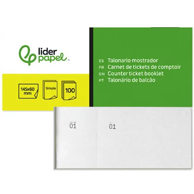 LIDERPAPEL Talonario Liderpapel Mostrador 60X145 MM TL02 Blanco con Matriz