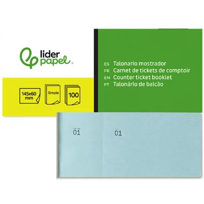 LIDERPAPEL Talonario Liderpapel Mostrador 60X145 MM TL03 Celeste con Matriz