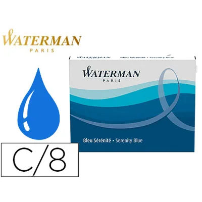 WATERMAN Tinta Estilografica Waterman Serenity Blue Caja de 8 Cartuchos Standard Largos