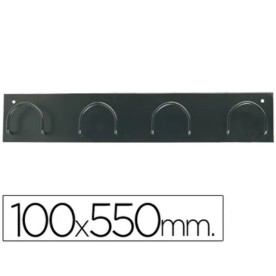 SIE Perchero Metalico 611 Pared 4 Colgadores Color Negro 55X10X5 CM