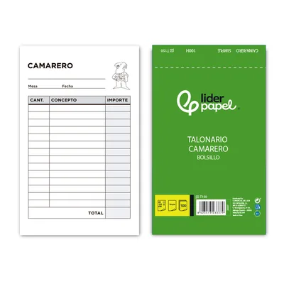 LIDERPAPEL Talonario Liderpapel Camarero Bolsillo Original T150