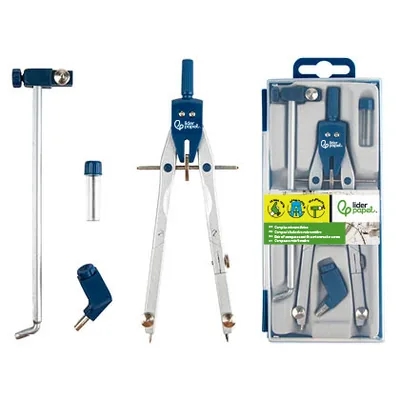 LIDERPAPEL Compas Liderpapel Micrometrico BK-304 con Adaptador y Alargadera