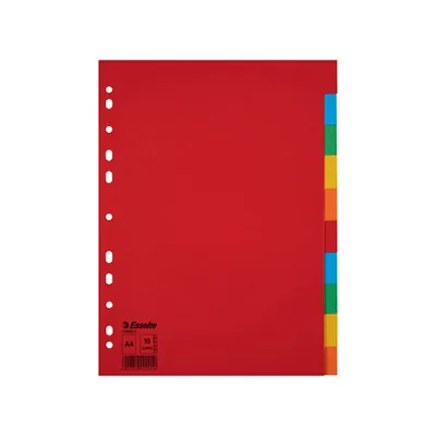 ESSELTE Separador Esselte Cartulina Juego de 10 Separadores Folio Multitaladro