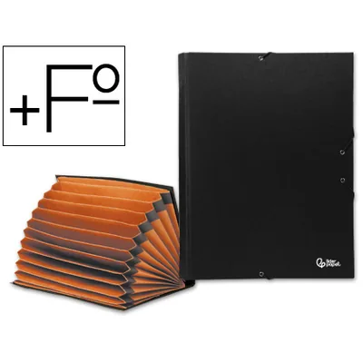 LIDERPAPEL Carpeta Clasificadora Liderpapel 12 Departamentos Folio Prolongado Carton Forrado Negra Fuelle