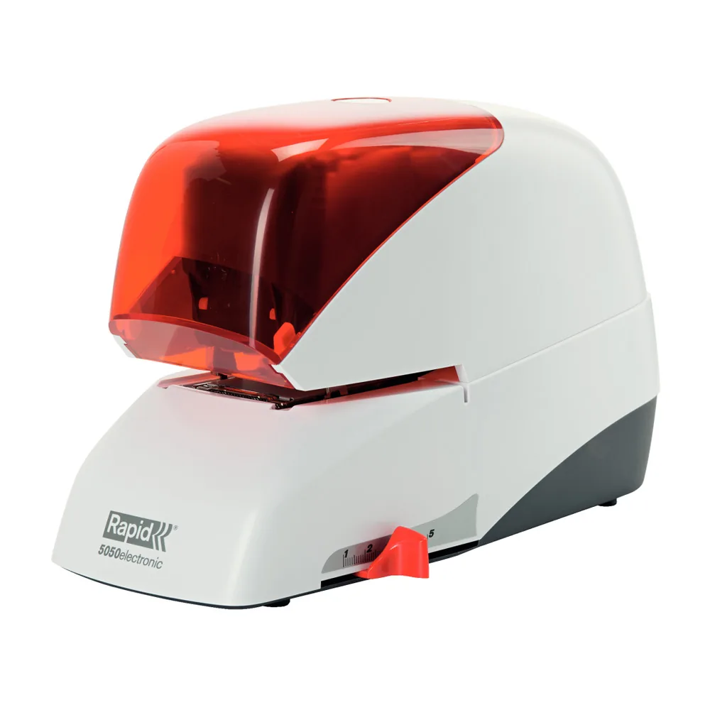 Grapadora Electrica Rapid 5050E Capacidad 50 Hojas Usa Casette Grapas 5050E Color Plata/naranja