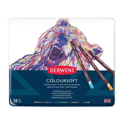 DERWENT Lapices de Colores Derwent Coloursoft Caja de 24 Unidades Colores Surtidos