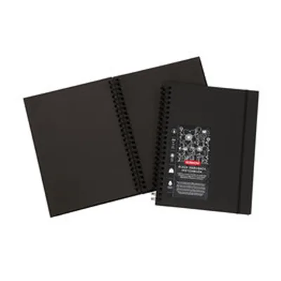 DERWENT Cuaderno Espiral para Dibujo Derwent DIN A4 Papel Negro 40 Hojas 200 GR/M2