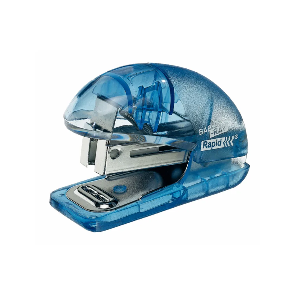 Grapadora Mini Rapid Baby-ray Plastico Capacidad 10 Hojas Usa Grapas 24/6 y 26/6 Color Azul Translucido