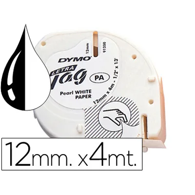 DYMO Cinta Dymo Papel 12MMX4MT Negro/blanco para Letratag