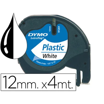 DYMO Cinta Dymo Plastico 12MMX4MT Negro/blanco Perla para Maquina Letratag 91201