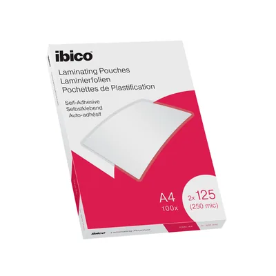IBICO Bolsa de Plastificar Ibico DIN A4 2X125 Mc Autoadhesiva Caja de 100 Unidades