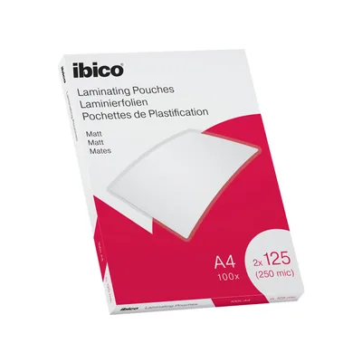 IBICO Bolsa de Plastificar Ibico DIN A4 2X125 Mc Mate Caja de 100 Unidades