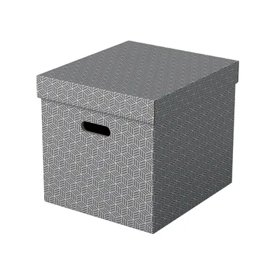 ESSELTE Caja de Almacenamiento Esselte Carton con Asas Color Gris 365X320X315 MM Pack de 3 Unidades
