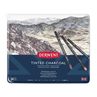 DERWENT Lapices Carboncillo Color Derwent Caja Metalica 24 Unidades Colores Surtidos