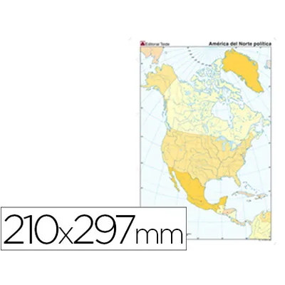 TEIDE Mapa Mudo Color DIN A4 America del Norte Politico