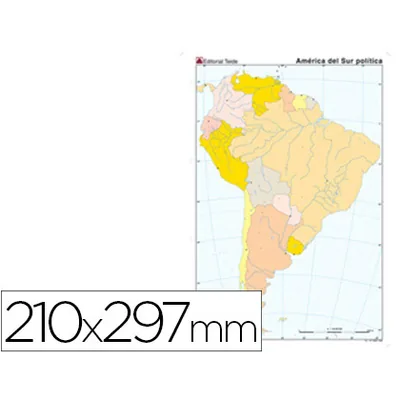 TEIDE Mapa Mudo Color DIN A4 America del Sur Politico