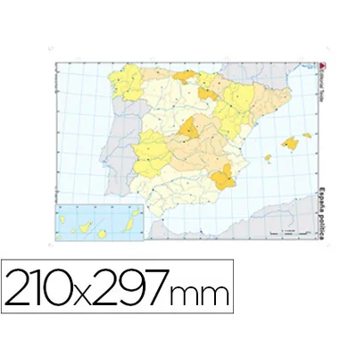 TEIDE Mapa Mudo Color DIN A4 España Politico