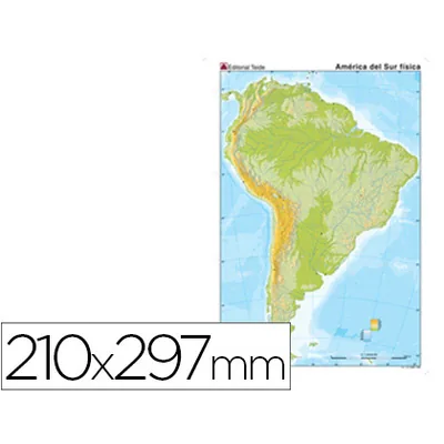 TEIDE Mapa Mudo Color DIN A4 America del Sur Fisico
