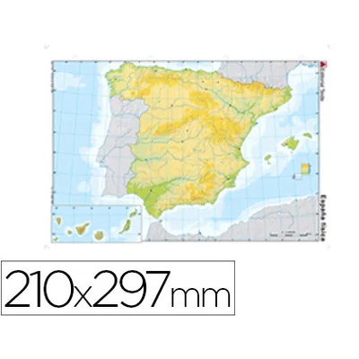 TEIDE Mapa Mudo Color DIN A4 España Fisico