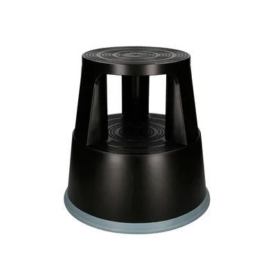 Q-CONNECT Taburete Q-Connect Ruedas Retractiles Tres Ruedas Dos Niveles Color Negro