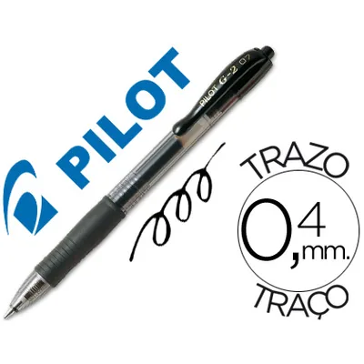 PILOT Boligrafo Pilot G-2 Negro Tinta Gel Retractil Sujecion de Caucho