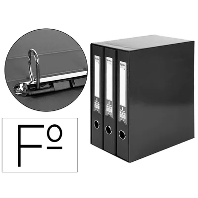 LIDERPAPEL Modulo Liderpapel 3 Archivadores Folio 2 Anillas Mixtas 40MM Negro