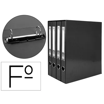LIDERPAPEL Modulo Liderpapel 4 Archivadores Folio 2 Anillas Mixtas 25MM Negro