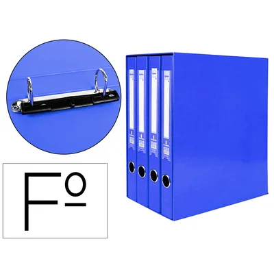 LIDERPAPEL Modulo Liderpapel 4 Archivadores Folio 2 Anillas Mixtas 25MM Azul