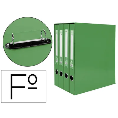 LIDERPAPEL Modulo Liderpapel 4 Archivadores Folio 2 Anillas Mixtas 25MM Verde