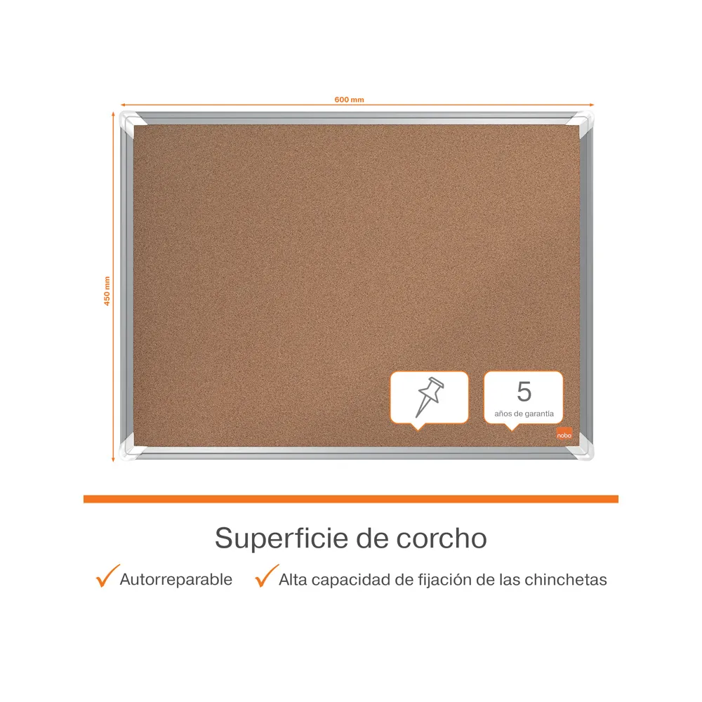 Tabelro de Anuncios Nobo Ecolabel Premium Plus Corcho 600X450 MM