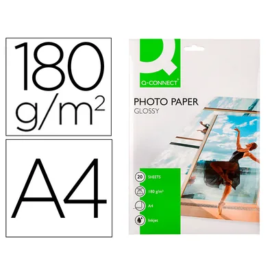 Q-CONNECT Papel Q-Connect Foto Glossy KF01103 DIN A4 Digital Photo para Ink-jet Bolsa de 20 Hojas de 180 GR