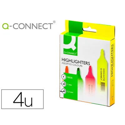 Q-CONNECT Rotulador Q-Connect Fluorescente Surtido Caja de 4 Unidades Colores Surtidos