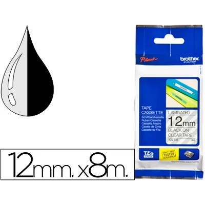 BROTHER Cinta Brother TZE131 Transparente-negro 12MM Longitud 8 M
