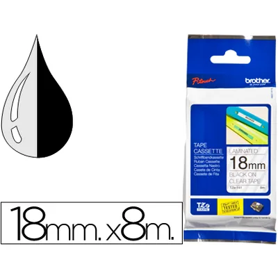 BROTHER Cinta Brother TZE-141 Transparente-negro 18MM Longitud 8 M
