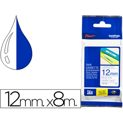BROTHER Cinta Brother TZE233 Blanco-azul 12MM Longitud 8 M