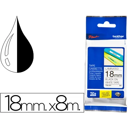 Cinta Brother TZE241 Blanco-negro 18MM Longitud 8 M