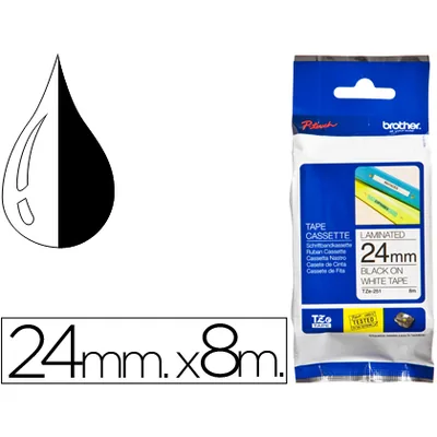 BROTHER Cinta Brother TZE-251 Blanco-negro 24MM Longitud 8 M