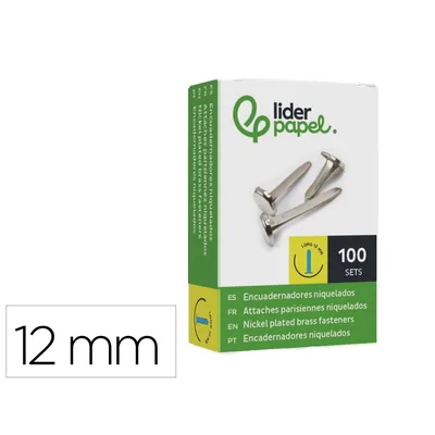 LIDERPAPEL Encuadernadores Liderpapel Niquelados n.0 12 MM Caja de 100 Unidades