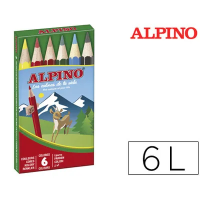 ALPINO Lapices de Colores Alpino 651 Caja de 6 Colores Cortos